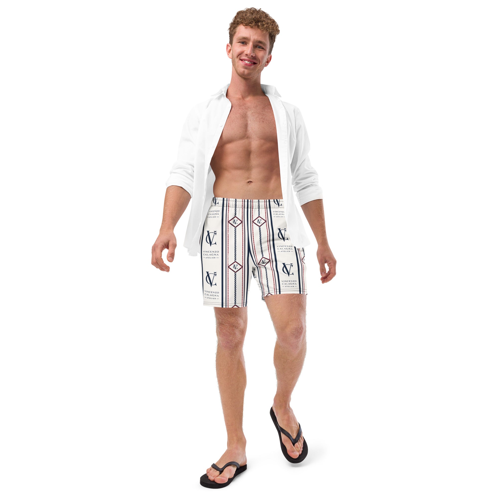 VC White Navy Swim Trunks